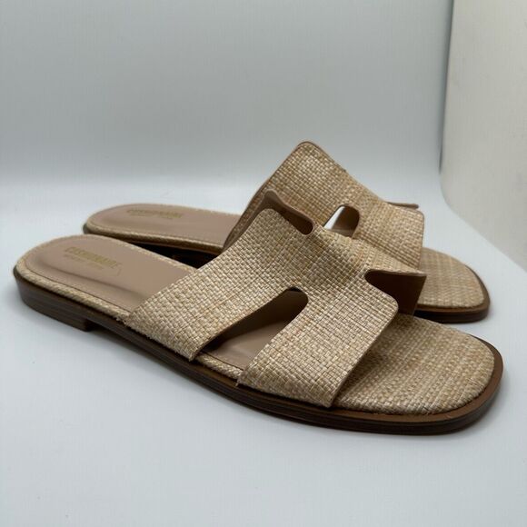 CUSHIONAIRE Women's slide sandal +Memory Foam 9.5 RAFFIA - Picture 1 of 7